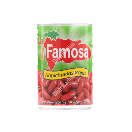 Lata de Habichuelas Rojas La Famosa 425g frijoles dominicanos