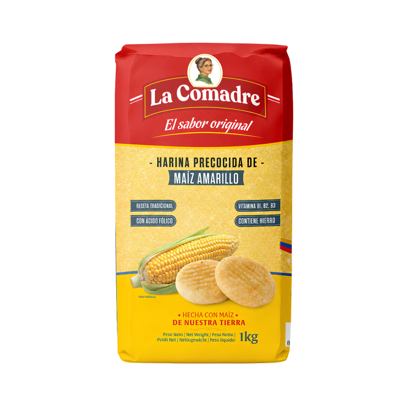 Harina de Maíz Amarillo 1kg La Comadre | Arepas