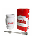 Kit Mate Inox + Yerba Amanda Roja 500g + Bombilla