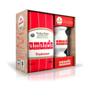Yerba Mate Amanda Roja 500gr Kit Mate Inox. + Bomb.