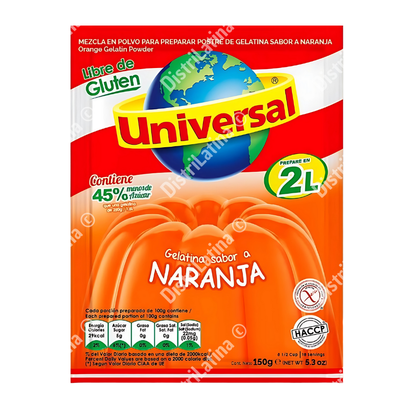 Gelatina Naranja 150gr Universal Gelatina Naranja 150gr Universal